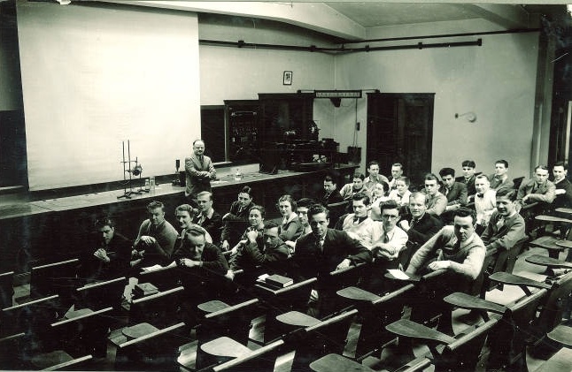 Students and faculty in the MacLean Hall auditorium in the 1930s