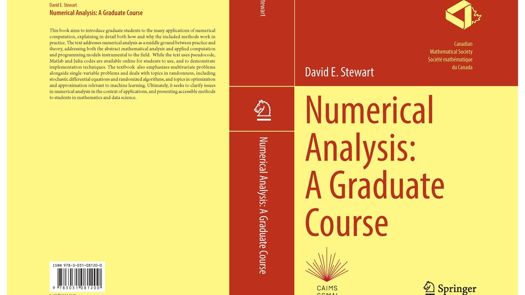 A book cover for Numerical Analysis: A Graduate Course by David Stewart